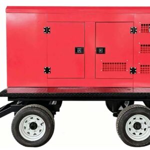 50kVA Silent Diesel Generator with ATS and Mobile Trailer, red silent canopy diesel generator set
